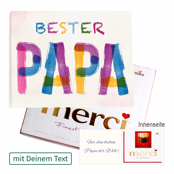 Persönliche Grußkarte mit Merci: Bester Papa (250 g)