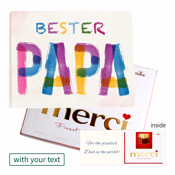 Personal greeting card with Merci: Bester Papa (250 g)