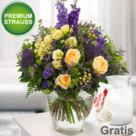 Premiumstrauß Inspiration mit Premiumvase & Ferrero Raffaello
