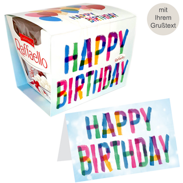 Persönliche Grußkarte mit Ferrero Raffaello: Happy Birthday Persönliche Grußkarte mit Ferrero Raffaello: Happy Birthday
