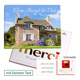 Persönliche Grußkarte mit Merci: „Kleine Auszeit für Dich“ (250 g)