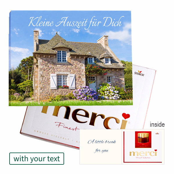 Personal greeting card with Merci: „Kleine Auszeit für Dich“ (250 g)