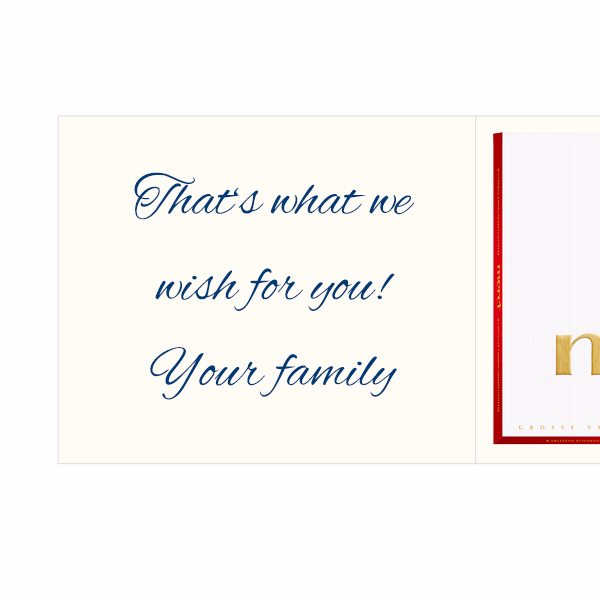 Personal greeting card with Merci: Alles Gute zum Geburtstag (250 g)