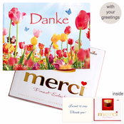 Personal greeting card with Merci: Danke (250 g)
