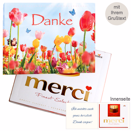 Persönliche Grußkarte mit Merci: Danke (250 g)