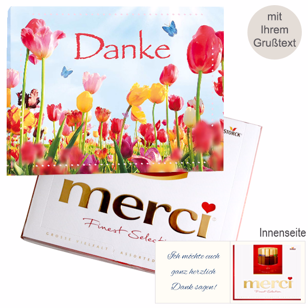 Persönliche Grußkarte mit Merci: Danke (250 g)