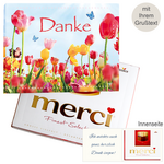 Persönliche Grußkarte mit Merci: Danke (250g)