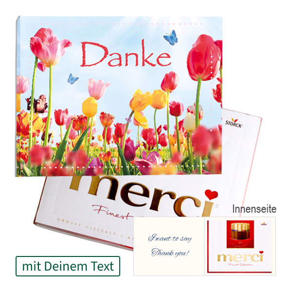 Persönliche Grußkarte mit Merci: Danke (250 g)
