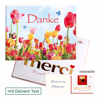 Persönliche Grußkarte mit Merci: Danke (250 g)