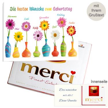 Persönliche Grußkarte mit Merci: Die besten Wünsche zum Geburtstag (250 g)