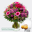 Premium Bouquet Weihnachtszeit with premium vase & 2 Ferrero Rocher