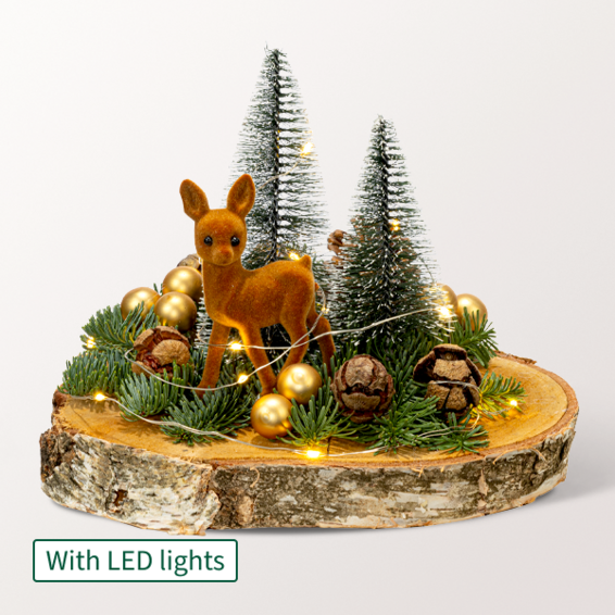 Winter Dream on Wood with X-Mas lights