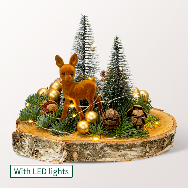 Winter Dream on Wood with X-Mas lights