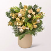 Winterstrauß Sternschnuppe mit Vase & Ferrero Giotto 3er