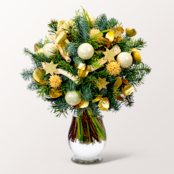 Winterstrauß Sternschnuppe mit Vase & Ferrero Giotto 3er