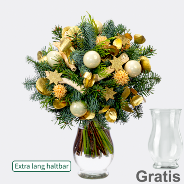 Winterstrauß Sternschnuppe mit Vase