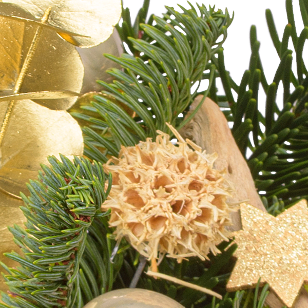 Winterstrauß Sternschnuppe mit Halloren Kugeln & Vase
