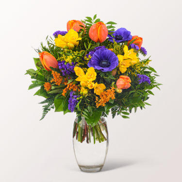 Flower Bouquet Frühlingsbote with vase & 3 Ferrero Giotto