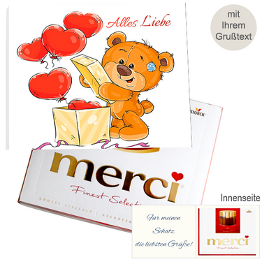 Persönliche Grußkarte mit Merci: Alles Liebe (250g)