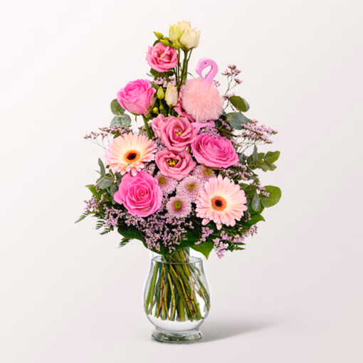 Flower Bouquet Rosa Himmel with vase & 3 Ferrero Giotto
