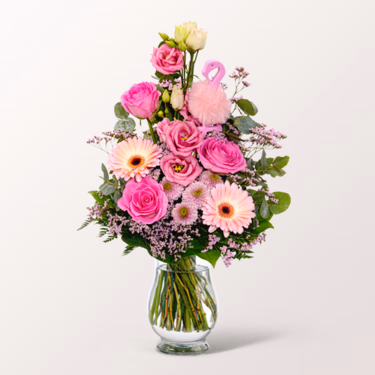 Flower Bouquet Rosa Himmel with vase & 3 Ferrero Giotto