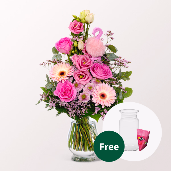 Flower Bouquet Rosa Himmel with Halloren Balls & vase