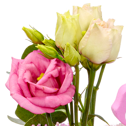 Blumenstrauß Rosa Himmel mit Vase & Ferrero Giotto 3er