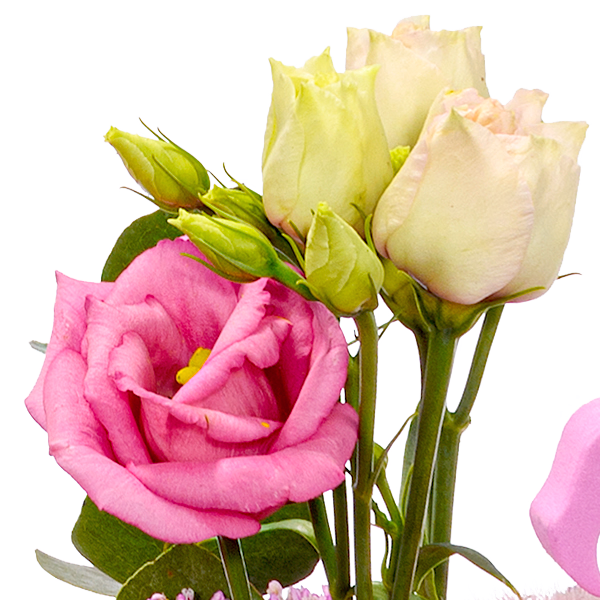 Flower Bouquet Rosa Himmel with vase & 3 Ferrero Giotto