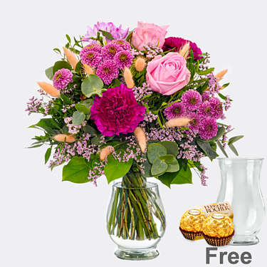 Flower Bouquet Blütenliebe with vase & 2 Ferrero Rocher