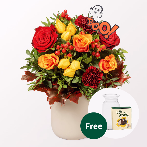 Flower Bouquet Happy Halloween with Halloren Balls & vase