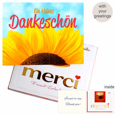 Personal greeting card with Merci: Ein kleines Dankeschön (250 g)