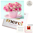 Persönliche Grußkarte mit Merci: Rosen (250 g)