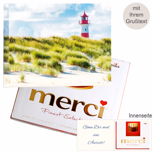 Persönliche Grußkarte mit Merci: Leuchtturm (250 g)