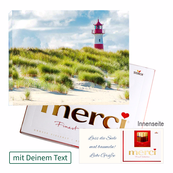Persönliche Grußkarte mit Merci: Leuchtturm (250 g)