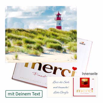 Persönliche Grußkarte mit Merci: Leuchtturm (250 g)