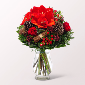 Blumenstrauß Winterlust mit Vase & Ferrero Giotto 3er