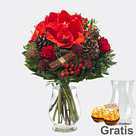 Blumenstrauß Winterlust mit Vase & 2 Ferrero Rocher