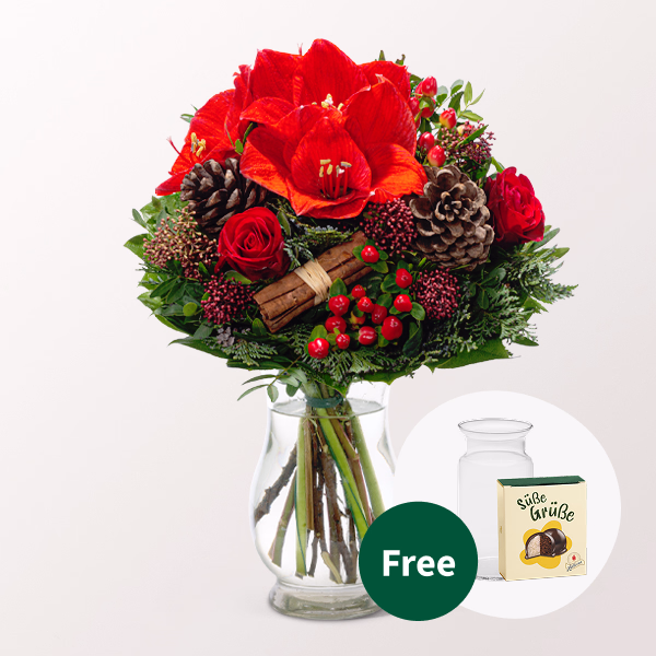 Flower Bouquet Winterlust with Halloren Balls & vase