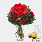 Flower Bouquet Winterlust with vase & 2 Ferrero Rocher