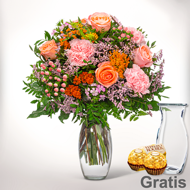 Blumenstrauß Blütenmelodie mit Vase & 2 Ferrero Rocher