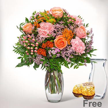 Flower Bouquet Blütenmelodie with Vase & 2 Ferrero Rocher