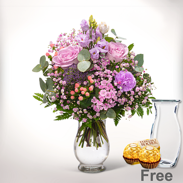 Flower Bouquet Blütenkuss with Vase & 2 Ferrero Rocher