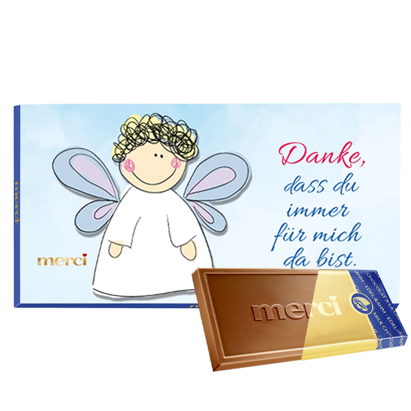 Merci mit Banderole "Danke, dass du immer für mich da bist"
