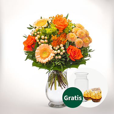 Blumenstrauß Sommerschönheit mit Vase & 2 Ferrero Rocher