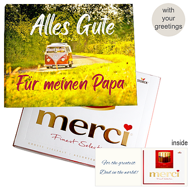 Personal greeting card with Merci: Alles Gute. Für meinen Papa (250g)