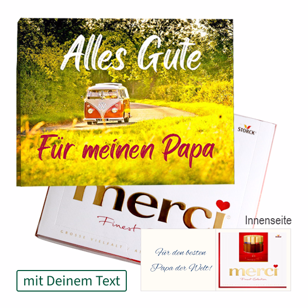 Persönliche Grußkarte mit Merci: Alles Gute. Für meinen Papa (250 g)