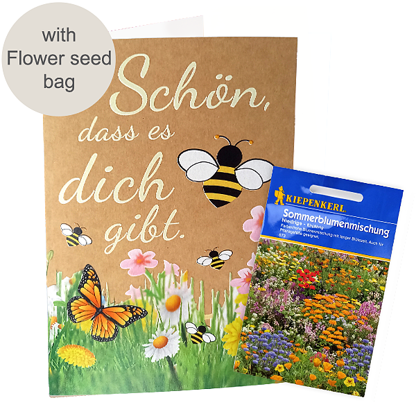 Greeting card "Schön, dass es dich gibt" with flower seeds