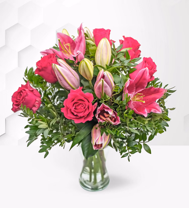 Pinke Rosen und Lilien
