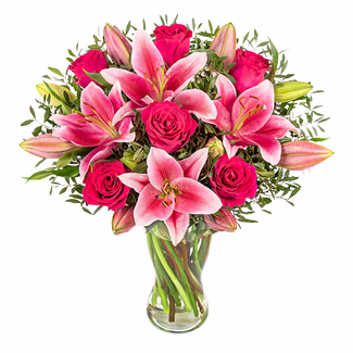 Pinke Rosen und Lilien