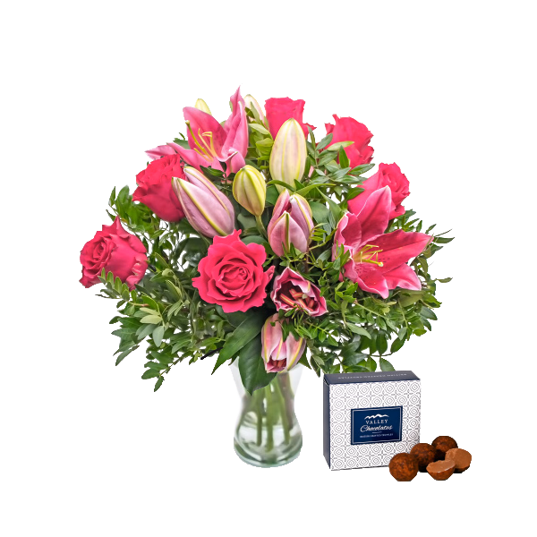 Pinke Rosen und Lilien